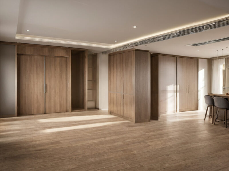 The architectural drawing set must fix dimensions, interfaces, and construction scope interior planning detail
